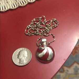 ❤️ Pretty Taxco Silver Red Swirl Pendant w/Chain